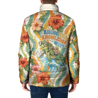 Hawaii Aloha Academy Back To School Padded Jacket Sea Turtle Tropical Hibiscus Flowers Retro Psychedelic