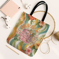 Hawaii Aloha Academy Back To School Tote Bag Sea Turtle Tropical Hibiscus Flowers Retro Psychedelic