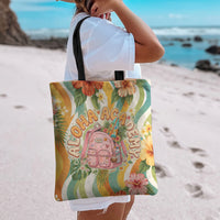 Hawaii Aloha Academy Back To School Tote Bag Sea Turtle Tropical Hibiscus Flowers Retro Psychedelic