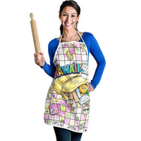 Hawaii Cruising Back To School Apron Grid Pattern With School Bag And Vintage Surf Van