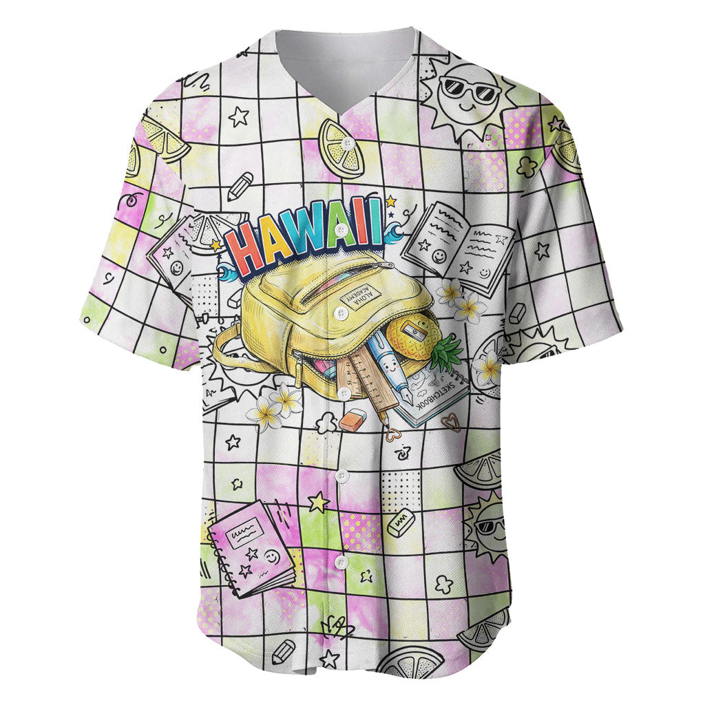 Hawaii Cruising Back To School Baseball Jersey Grid Pattern With School Bag And Vintage Surf Van