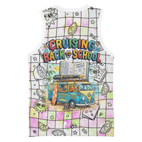 Hawaii Cruising Back To School Basketball Jersey Grid Pattern With School Bag And Vintage Surf Van