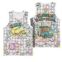 Hawaii Cruising Back To School Basketball Jersey Grid Pattern With School Bag And Vintage Surf Van