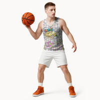 Hawaii Cruising Back To School Basketball Jersey Grid Pattern With School Bag And Vintage Surf Van