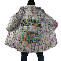 Hawaii Cruising Back To School Cloak Grid Pattern With School Bag And Vintage Surf Van
