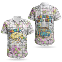 Hawaii Cruising Back To School Couples Matching Long Sleeve Bodycon Dress and Hawaiian Shirt Grid Pattern With School Bag And Vintage Surf Van