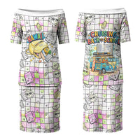 Hawaii Cruising Back To School Couples Matching Puletasi and Hawaiian Shirt Grid Pattern With School Bag And Vintage Surf Van