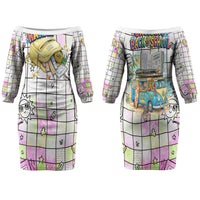 Hawaii Cruising Back To School Family Matching Off The Shoulder Long Sleeve Dress and Hawaiian Shirt Grid Pattern With School Bag And Vintage Surf Van