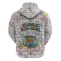Hawaii Cruising Back To School Hoodie Grid Pattern With School Bag And Vintage Surf Van