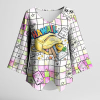 Hawaii Cruising Back To School Kimono Sleeve Blouse Grid Pattern With School Bag And Vintage Surf Van