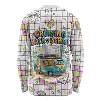 Hawaii Cruising Back To School Long Sleeve Shirt Grid Pattern With School Bag And Vintage Surf Van