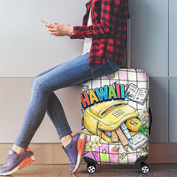 Hawaii Cruising Back To School Luggage Cover Grid Pattern With School Bag And Vintage Surf Van