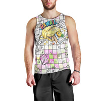 Hawaii Cruising Back To School Men Tank Top Grid Pattern With School Bag And Vintage Surf Van