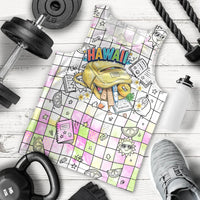 Hawaii Cruising Back To School Men Tank Top Grid Pattern With School Bag And Vintage Surf Van
