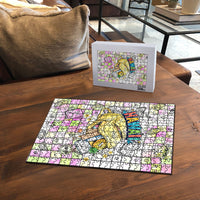 Hawaii Cruising Back To School Puzzle Grid Pattern With School Bag And Vintage Surf Van