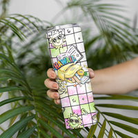 Hawaii Cruising Back To School Skinny Tumbler Grid Pattern With School Bag And Vintage Surf Van