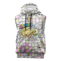 Hawaii Cruising Back To School Sleeveless Hoodie Grid Pattern With School Bag And Vintage Surf Van
