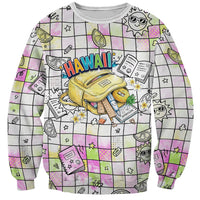 Hawaii Cruising Back To School Sweatshirt Grid Pattern With School Bag And Vintage Surf Van