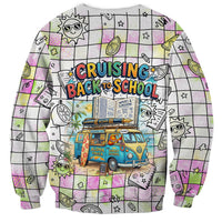 Hawaii Cruising Back To School Sweatshirt Grid Pattern With School Bag And Vintage Surf Van