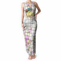 Hawaii Cruising Back To School Tank Maxi Dress Grid Pattern With School Bag And Vintage Surf Van