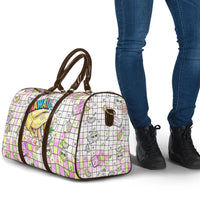 Hawaii Cruising Back To School Travel Bag Grid Pattern With School Bag And Vintage Surf Van