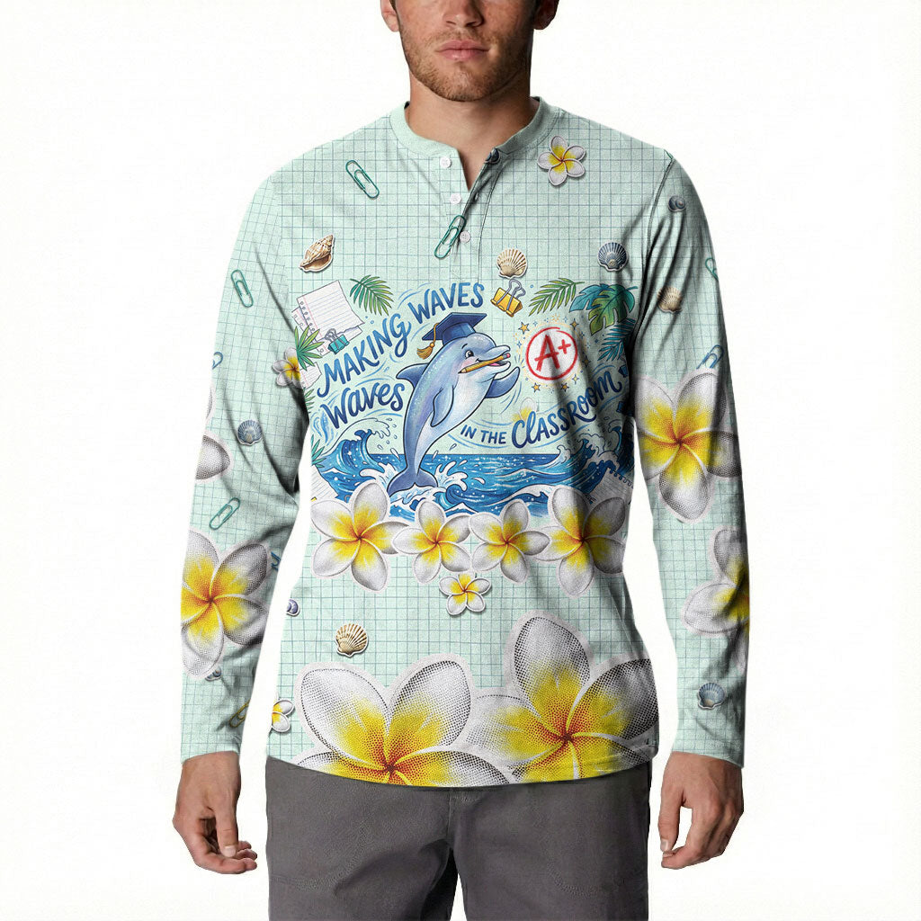 Personalized Hawaii Back To School Dolphin Button Sweatshirt Grid Notebook Background With Dolphin Mascot And Plumeria Flowers TS04 - Polynesian Pride