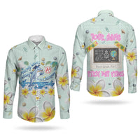 Personalized Hawaii Back To School Dolphin Couples Matching Short Sleeve Bodycon Dress and Long Sleeve Button Shirt Grid Notebook Background With Dolphin Mascot And Plumeria Flowers TS04 - Polynesian Pride