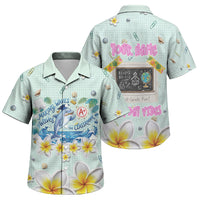 Personalized Hawaii Back To School Dolphin Family Matching Tank Maxi Dress and Hawaiian Shirt Grid Notebook Background With Dolphin Mascot And Plumeria Flowers TS04 Son's Shirt Green White - Polynesian Pride
