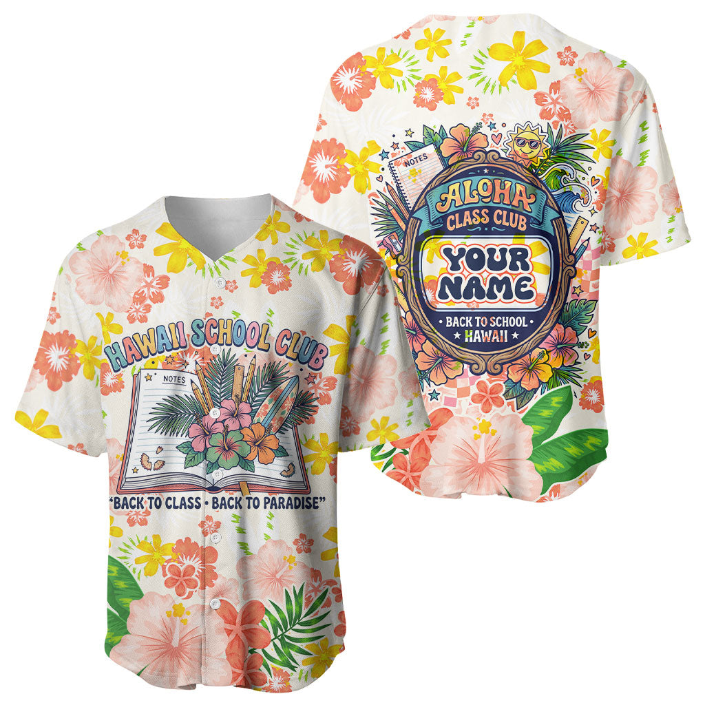 Personalized Hawaii School Club Back To Class Baseball Jersey Retro Tropical Hibiscus Pattern With Open Notebook TS04 - Polynesian Pride