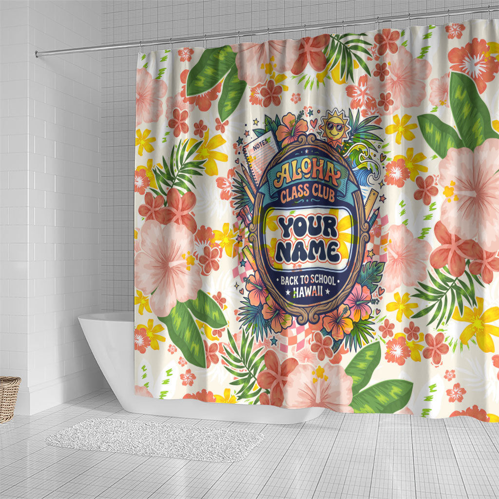 Personalized Hawaii School Club Back To Class Shower Curtain Retro Tropical Hibiscus Pattern With Open Notebook TS04 - Polynesian Pride