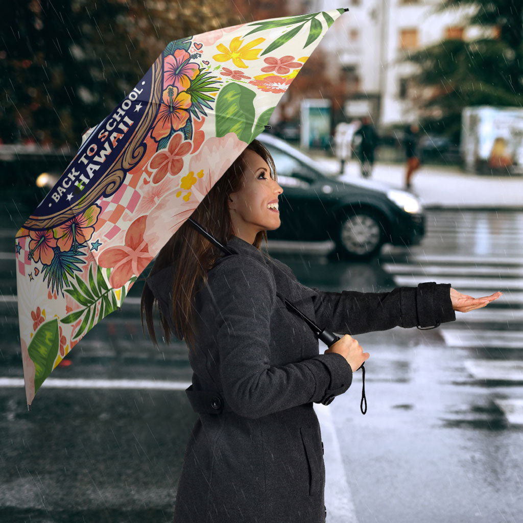 Personalized Hawaii School Club Back To Class Umbrella Retro Tropical Hibiscus Pattern With Open Notebook TS04 - Polynesian Pride