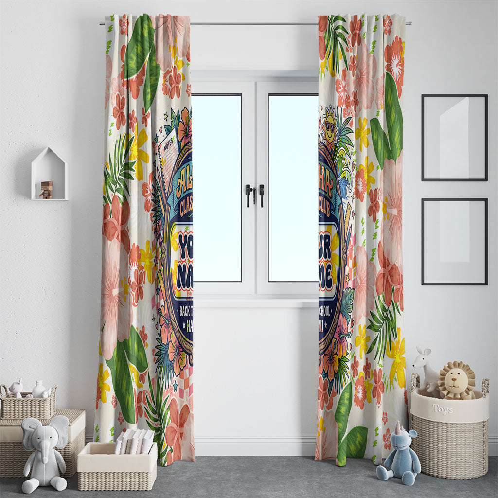 Personalized Hawaii School Club Back To Class Window Curtain Retro Tropical Hibiscus Pattern With Open Notebook TS04 - Polynesian Pride