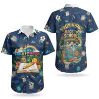 Personalized Hawaii Back To School Aloha Learning Couples Matching Long Sleeve Bodycon Dress and Hawaiian Shirt Retro Rainbow open Notebook with Pineapple and Hibiscus Flowers TS04 - Polynesian Pride