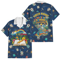 Personalized Hawaii Back To School Aloha Learning Family Matching Tank Maxi Dress and Hawaiian Shirt Retro Rainbow open Notebook with Pineapple and Hibiscus Flowers TS04 Dad's Shirt - Short Sleeve Blue - Polynesian Pride