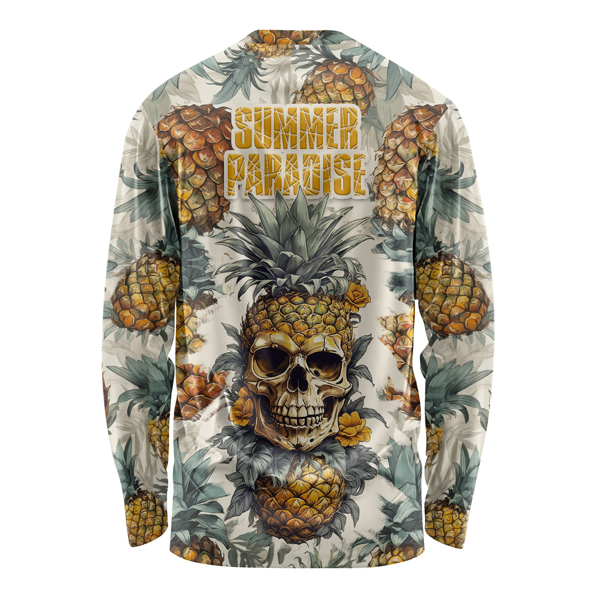 Pineapple Skull Long Sleeve Shirt Summer Paradise TS04 Unisex Multicolor - Polynesian Pride