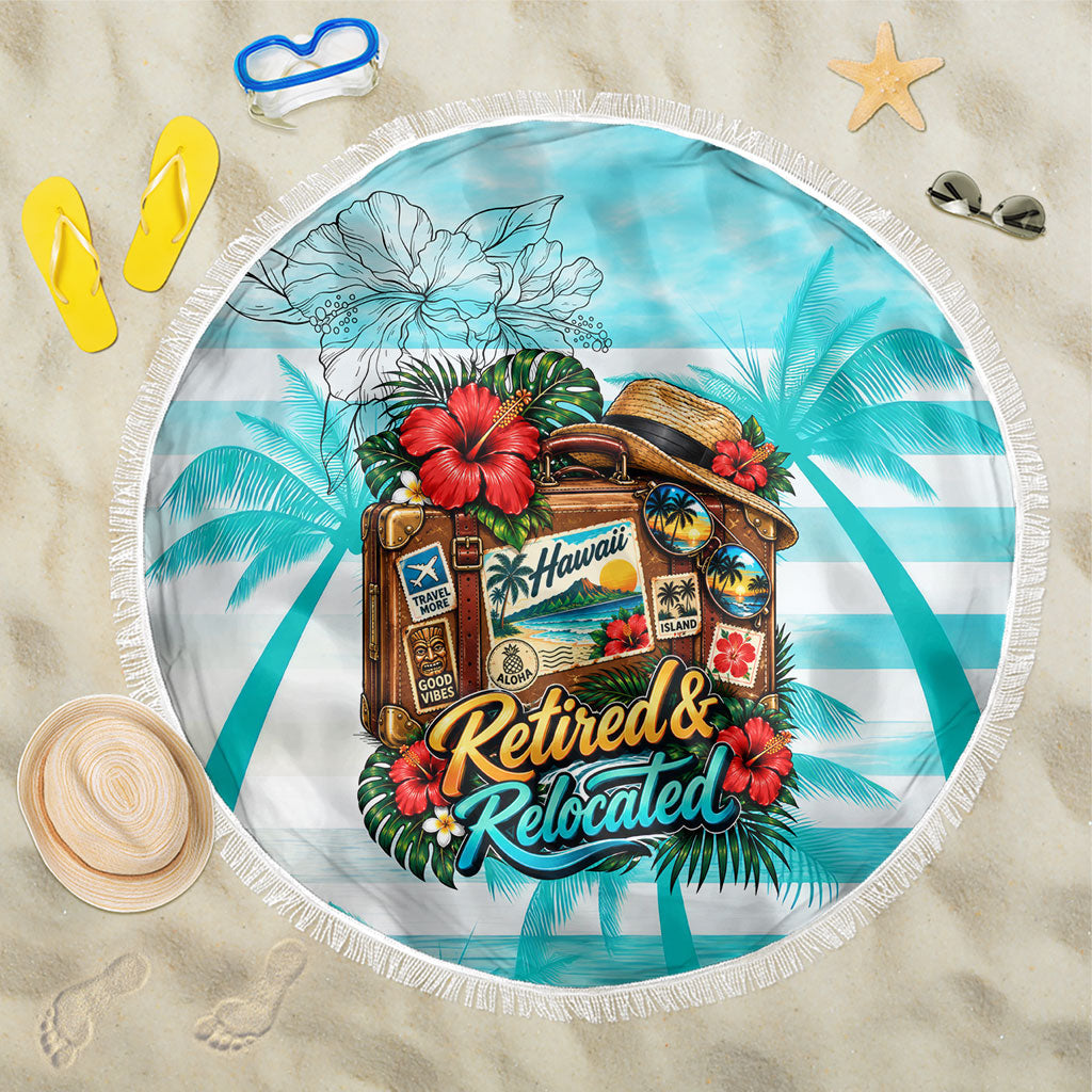 Out Of Office Retired Relocated Beach Blanket Tropical Island Hawaiian Beach Sunset Sunglasses Suitcase TS04 One Size 150cm Blue White - Polynesian Pride