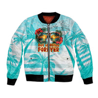Out Of Office Retired Relocated Bomber Jacket Tropical Island Hawaiian Beach Sunset Sunglasses Suitcase TS04 Unisex Blue White - Polynesian Pride