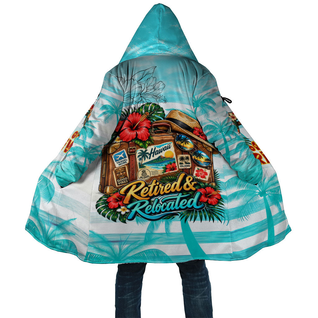 Out Of Office Retired Relocated Cloak Tropical Island Hawaiian Beach Sunset Sunglasses Suitcase TS04 Unisex Blue White - Polynesian Pride