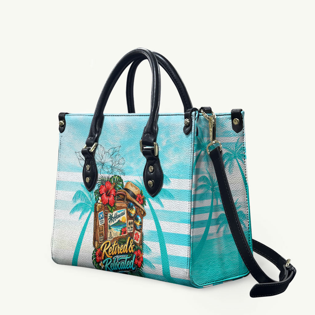 Out Of Office Retired Relocated Leather Bag Tropical Island Hawaiian Beach Sunset Sunglasses Suitcase TS04 Blue White - Polynesian Pride