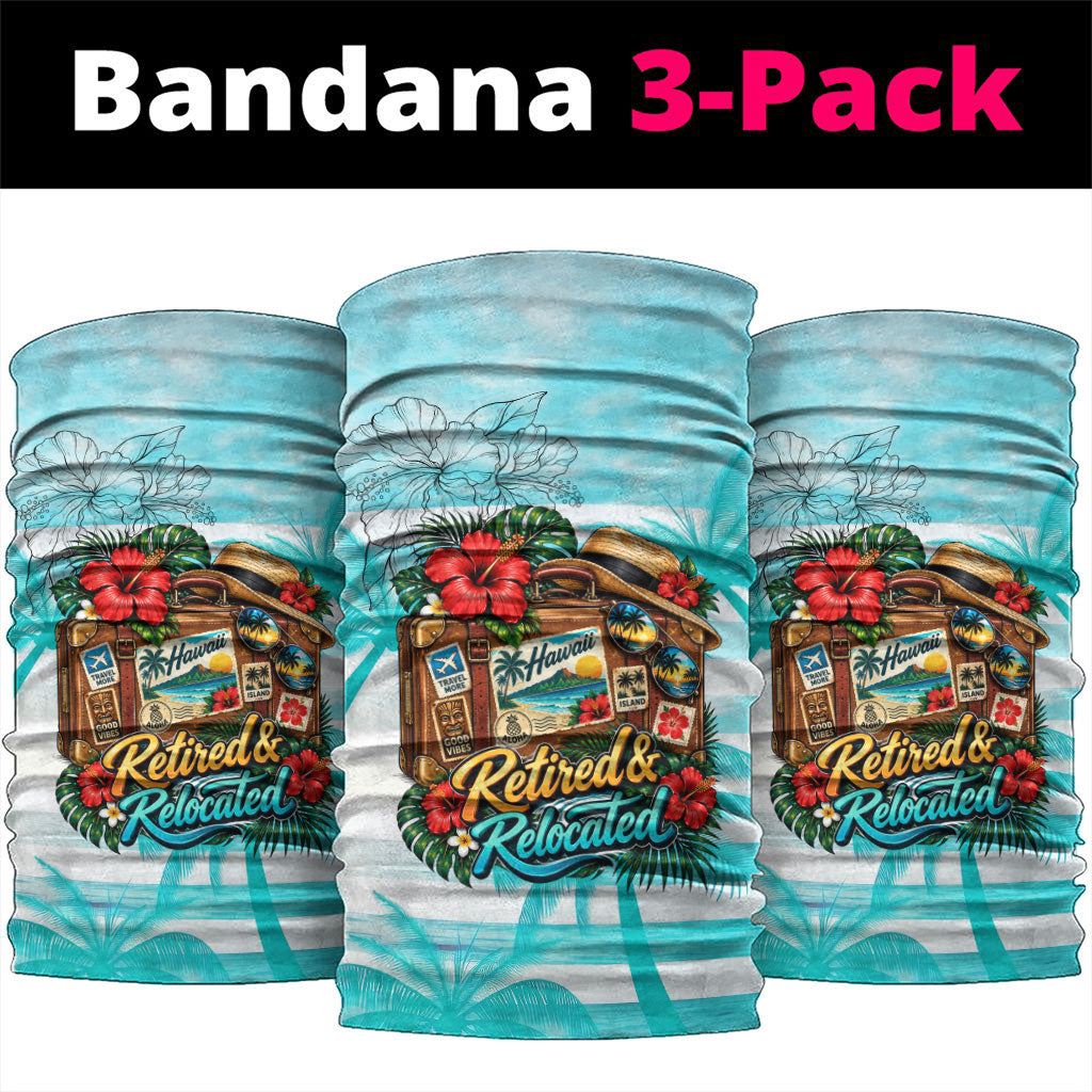 Out Of Office Retired Relocated Neck Gaiter Tropical Island Hawaiian Beach Sunset Sunglasses Suitcase TS04 package One Size: 25*50cm Blue White - Polynesian Pride