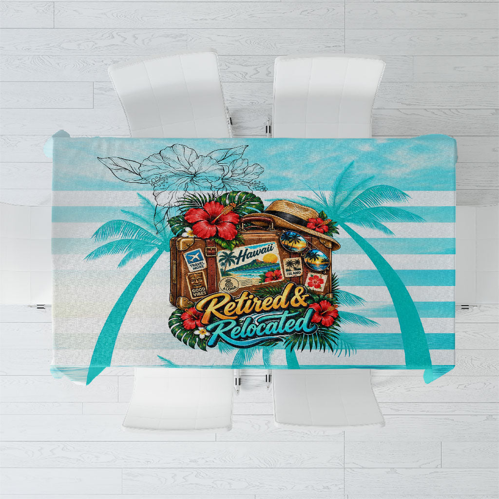 Out Of Office Retired Relocated Tablecloth Tropical Island Hawaiian Beach Sunset Sunglasses Suitcase TS04 Blue White - Polynesian Pride