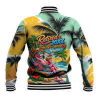 Hawaii Retirement Vacation Baseball Jacket Tropical Sunset Beach Pink Flamingo Surfboard Palm Tree TS04 - Polynesian Pride
