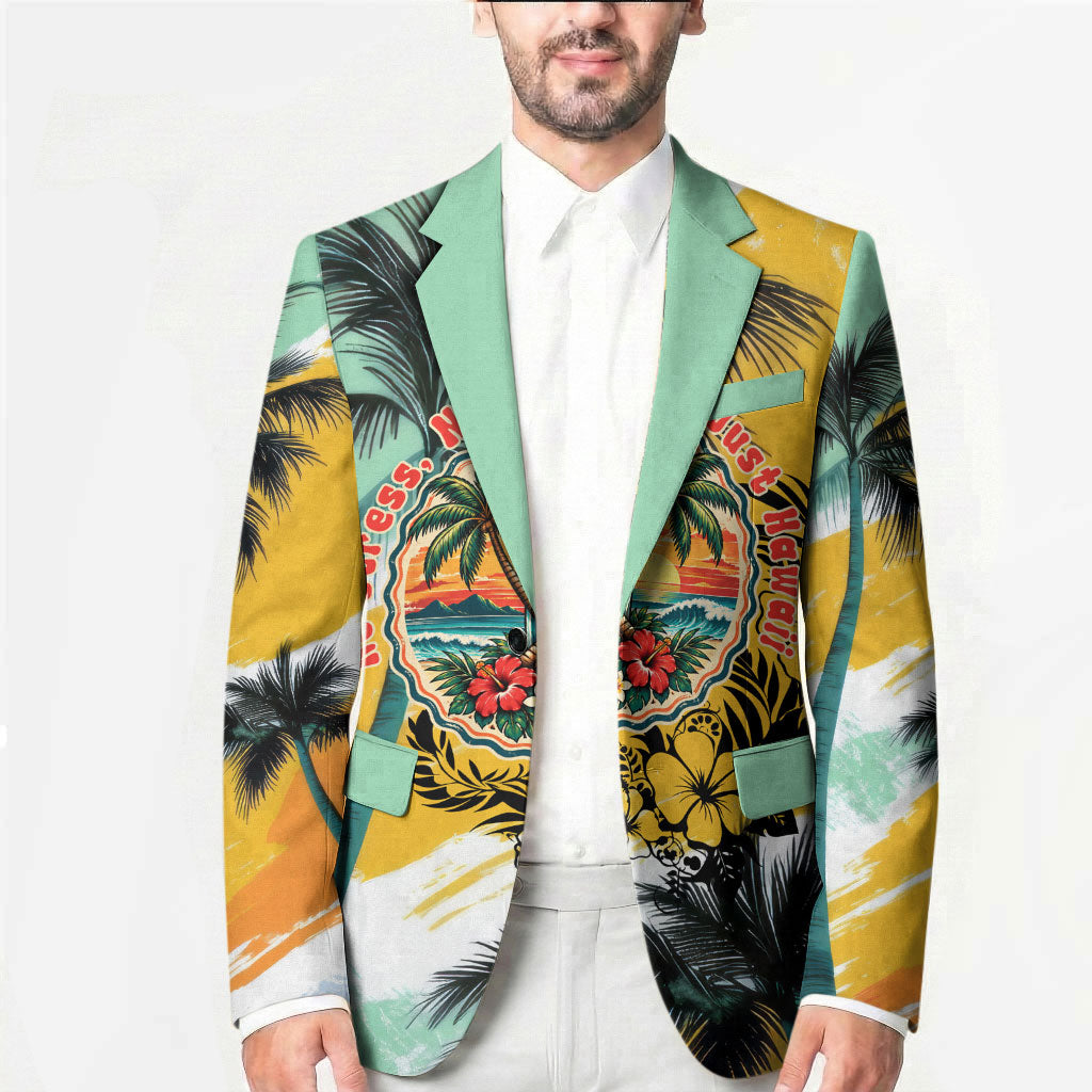Hawaii Retirement Vacation Blazer Tropical Sunset Beach Pink Flamingo Surfboard Palm Tree TS04 - Polynesian Pride