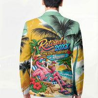 Hawaii Retirement Vacation Blazer Tropical Sunset Beach Pink Flamingo Surfboard Palm Tree TS04 - Polynesian Pride