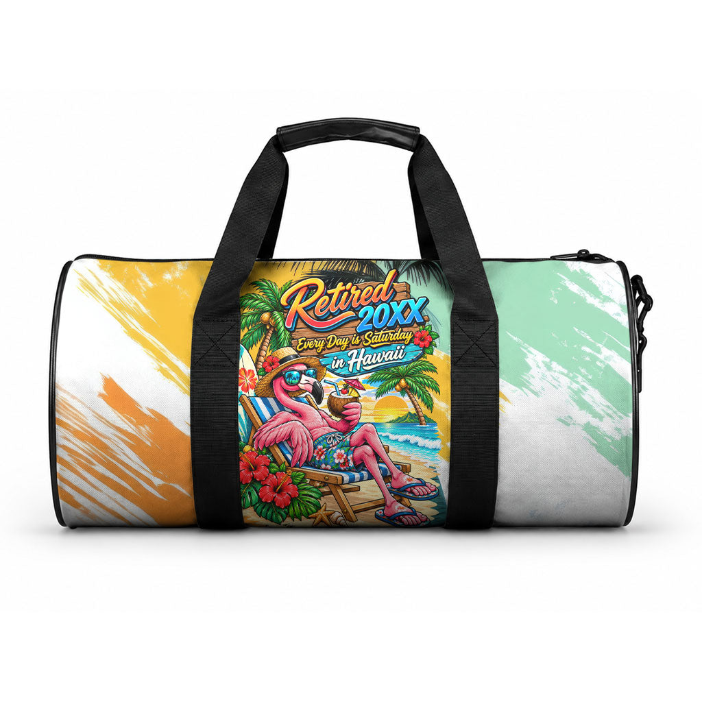 Hawaii Retirement Vacation Duffle Bag Tropical Sunset Beach Pink Flamingo Surfboard Palm Tree TS04 One size Yellow Green - Polynesian Pride