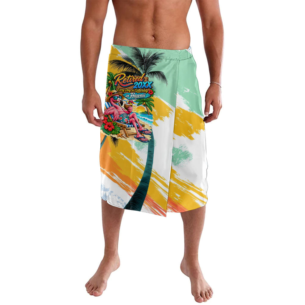 Hawaii Retirement Vacation Lavalava Tropical Sunset Beach Pink Flamingo Surfboard Palm Tree