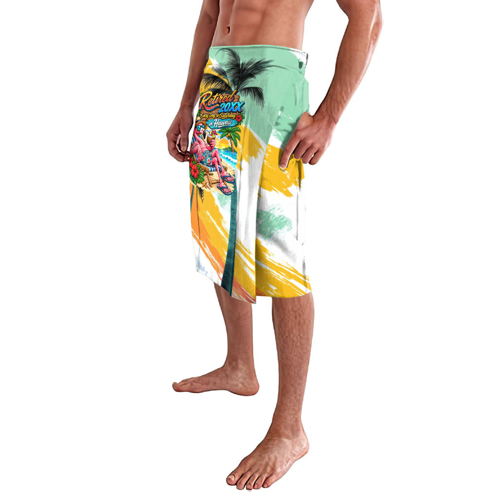 Hawaii Retirement Vacation Lavalava Tropical Sunset Beach Pink Flamingo Surfboard Palm Tree