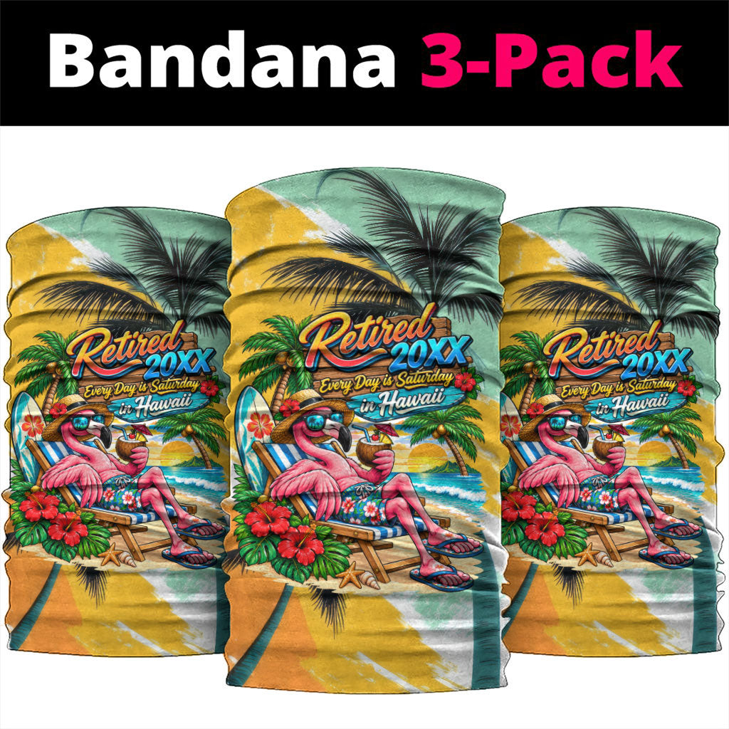 Hawaii Retirement Vacation Neck Gaiter Tropical Sunset Beach Pink Flamingo Surfboard Palm Tree TS04 package One Size: 25*50cm Yellow Green - Polynesian Pride