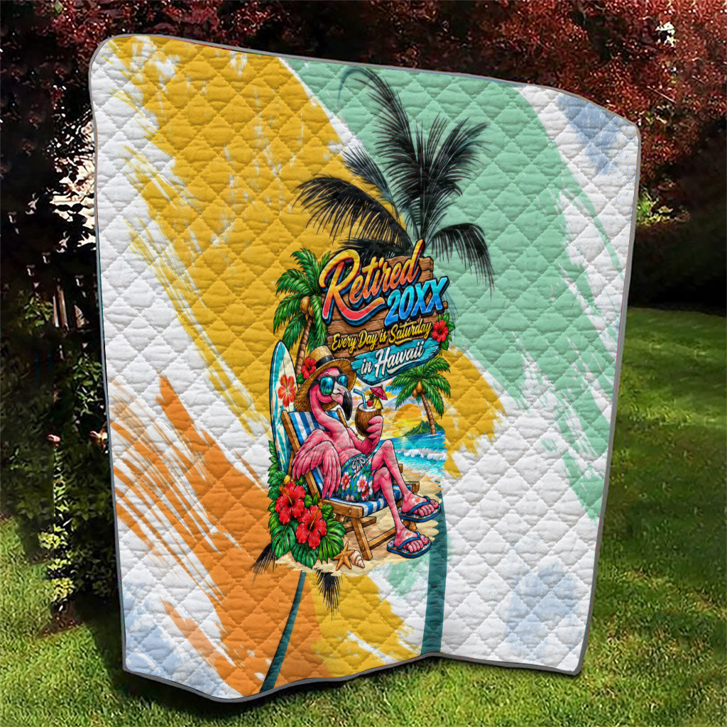 Hawaii Retirement Vacation Quilt Tropical Sunset Beach Pink Flamingo Surfboard Palm Tree TS04 - Polynesian Pride