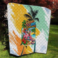 Hawaii Retirement Vacation Quilt Tropical Sunset Beach Pink Flamingo Surfboard Palm Tree TS04 - Polynesian Pride